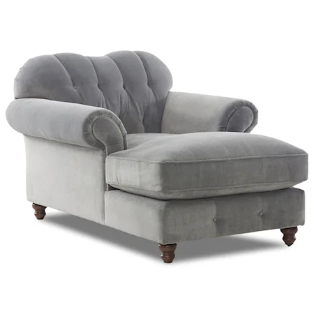 Traditional Sweetheart Back Chaise Lounge with Button Tufting